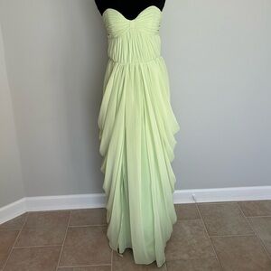 Strapless Light Green Drape-Front Evening Gown – Size S